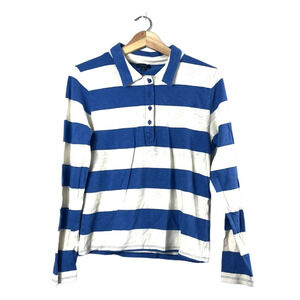 Blue Striped Long Sleeve J.Crew Henley Shirt M